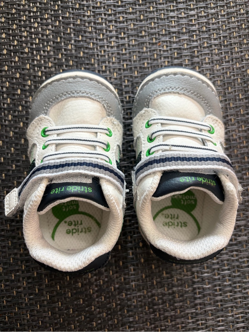 Stride Rite White, Gray & Green Toddler Sneakers - Picture 3 of 5